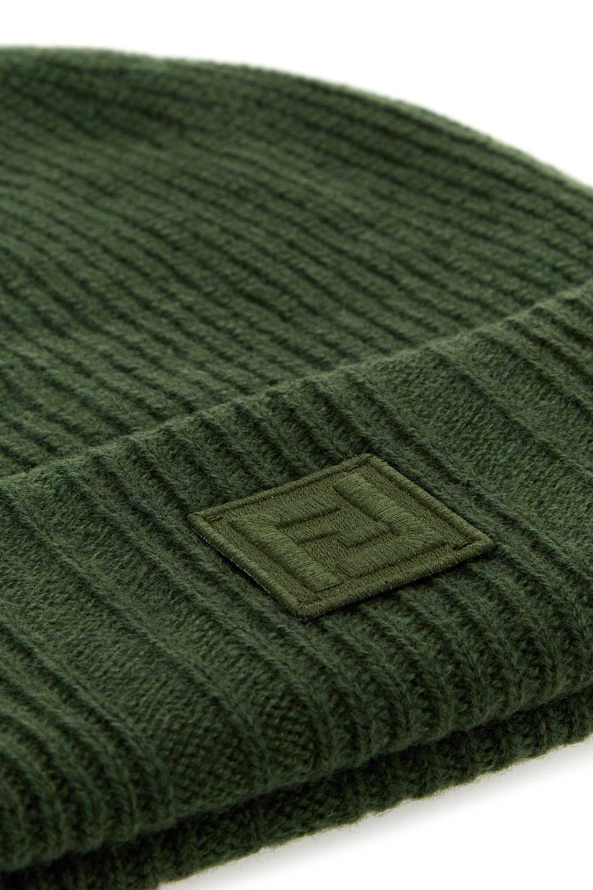 Fendi Men Green Wool Blend Beanie Hat FENDI