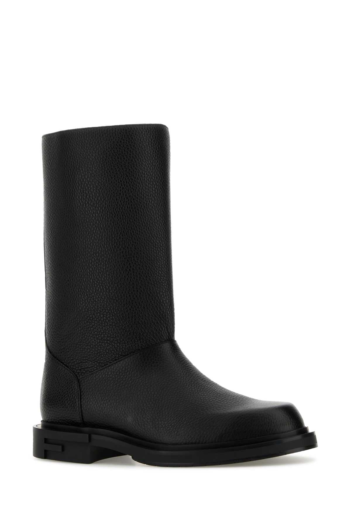 Fendi Men Black Leather Frame Boots FENDI