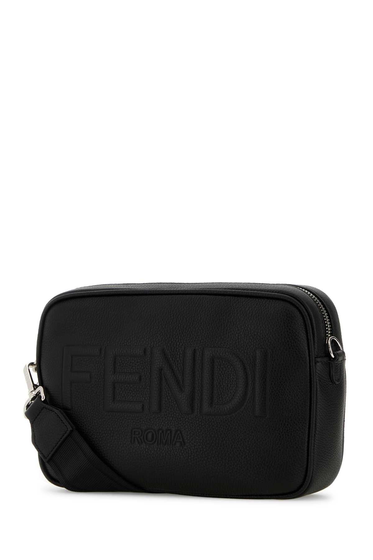 Fendi Men Black Leather Camera Case Crossbody Bag