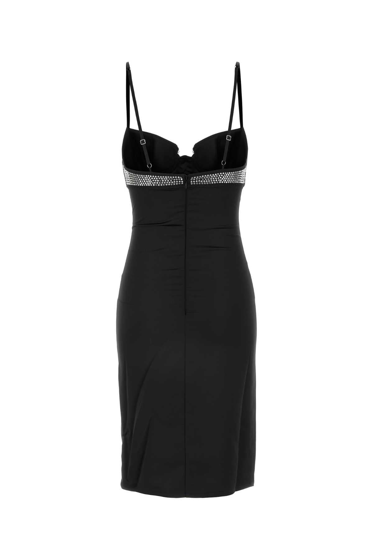 Oseree Women Black Stretch Satin Dress OSEREE