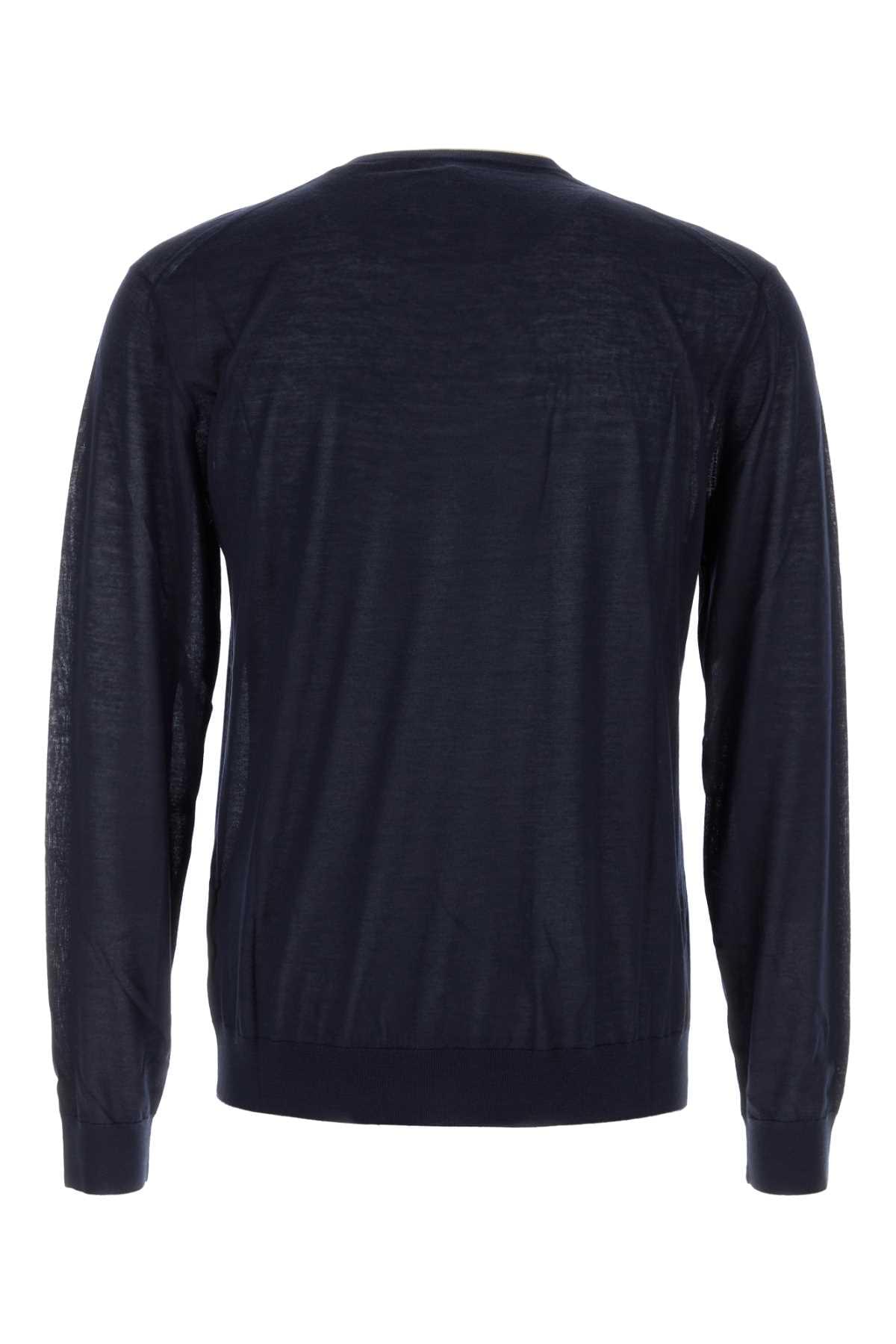 Prada Men Navy Blue Cashmere Blend Sweater PRADA