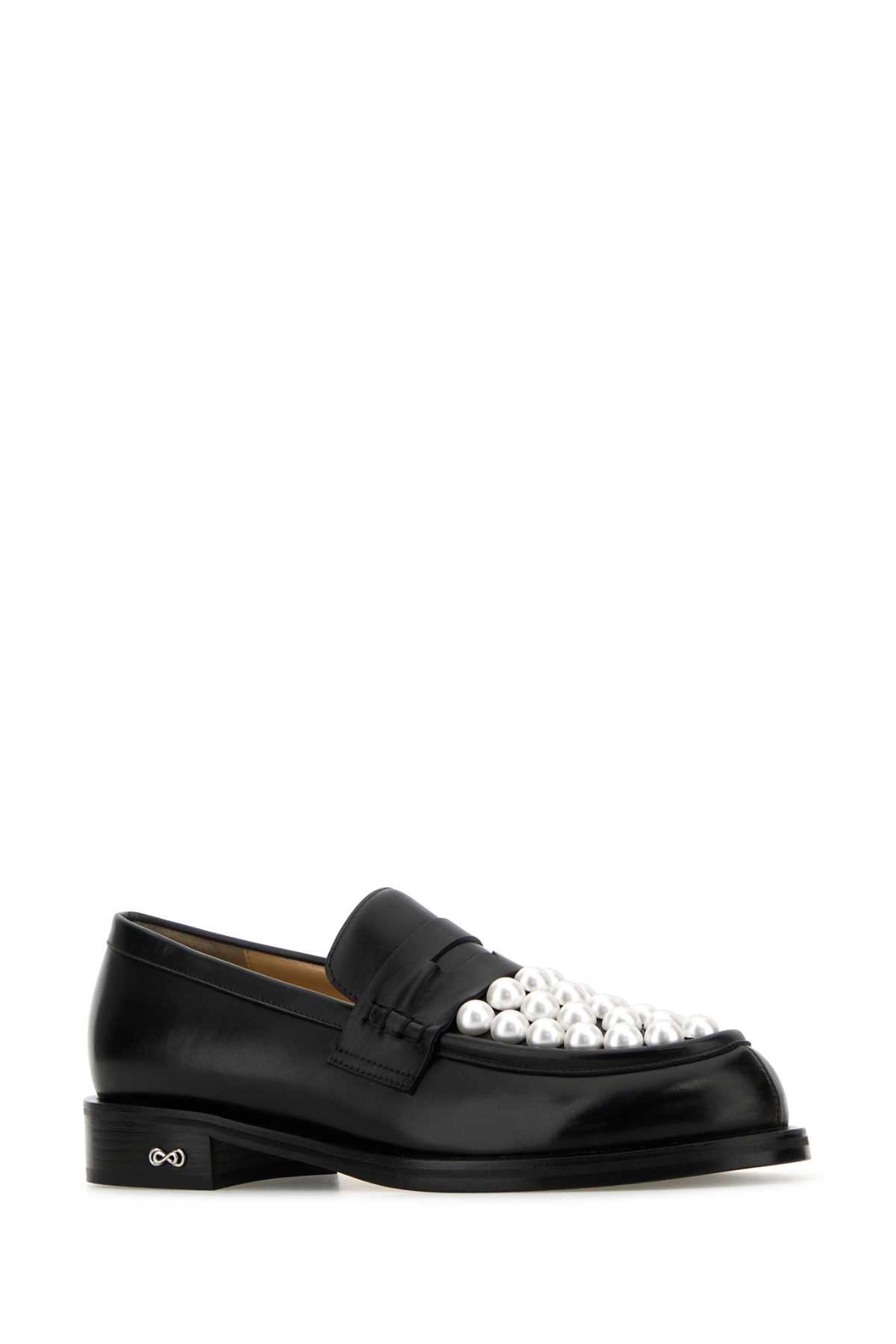 Mach&Mach Women Black Leather Sirene Loafers MACH & MACH