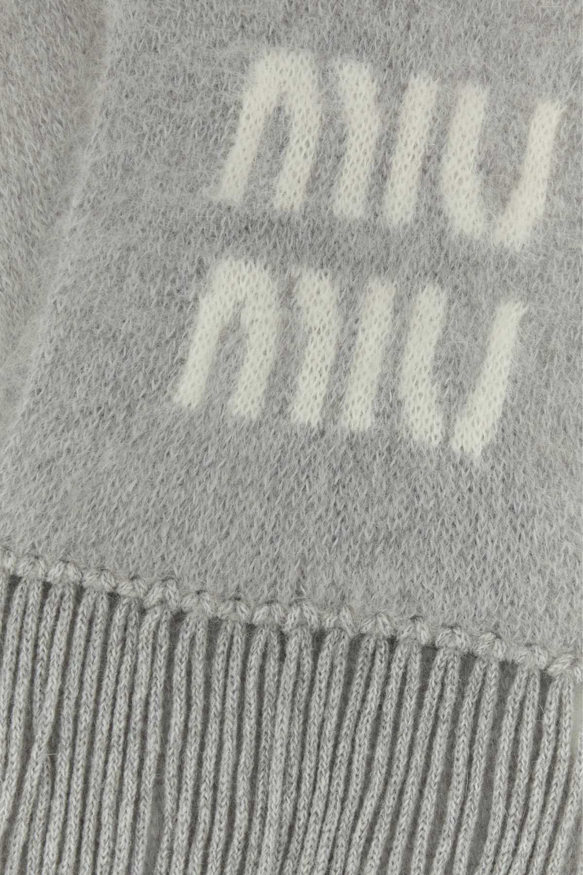 Miu Miu Women Grey Mohair Blend Scarf MIU MIU