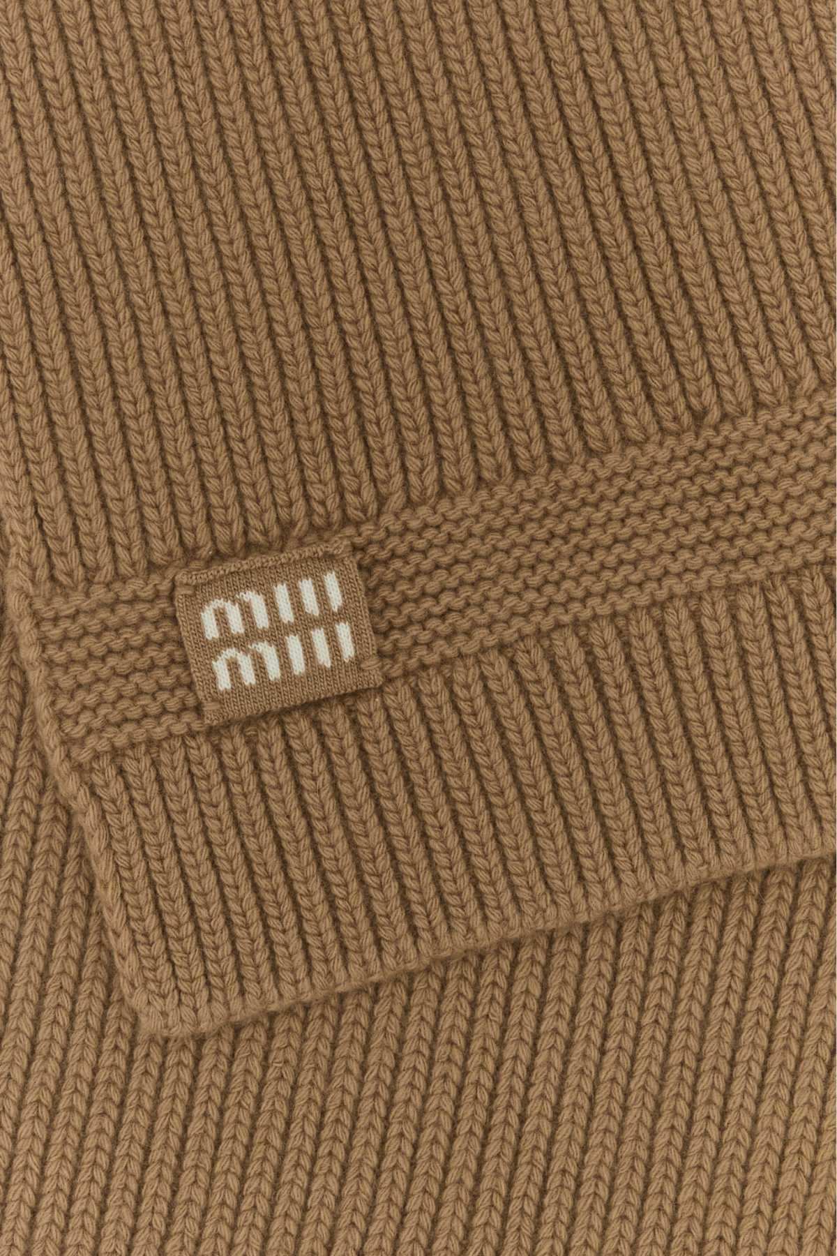 Miu Miu Women Camel Wool Blend Scarf MIU MIU