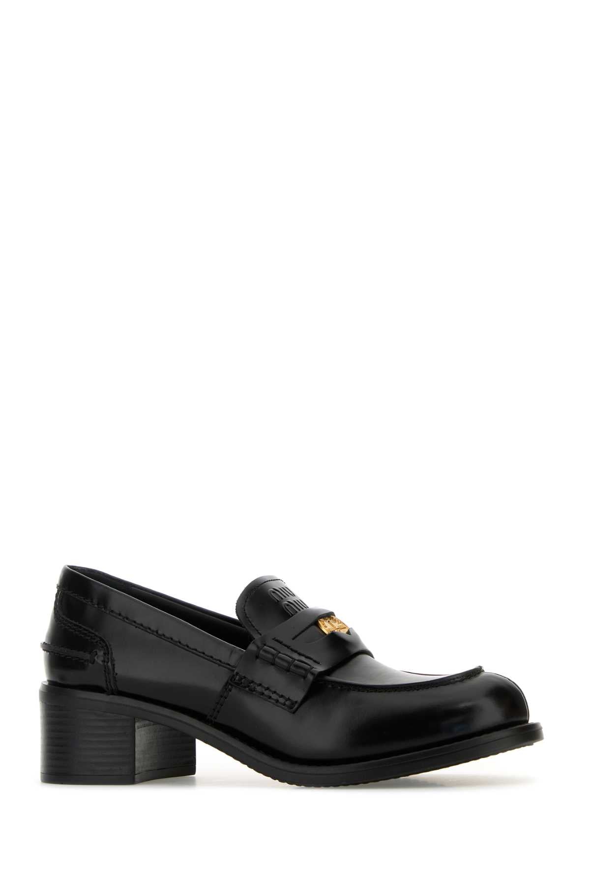 Miu Miu Women Black Leather Loafers MIU MIU