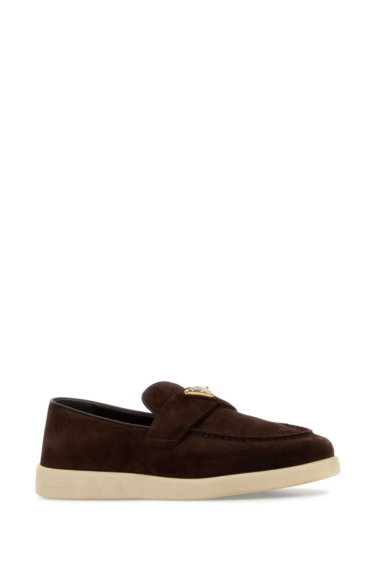 Prada Women Dark Brown Suede Loafers PRADA
