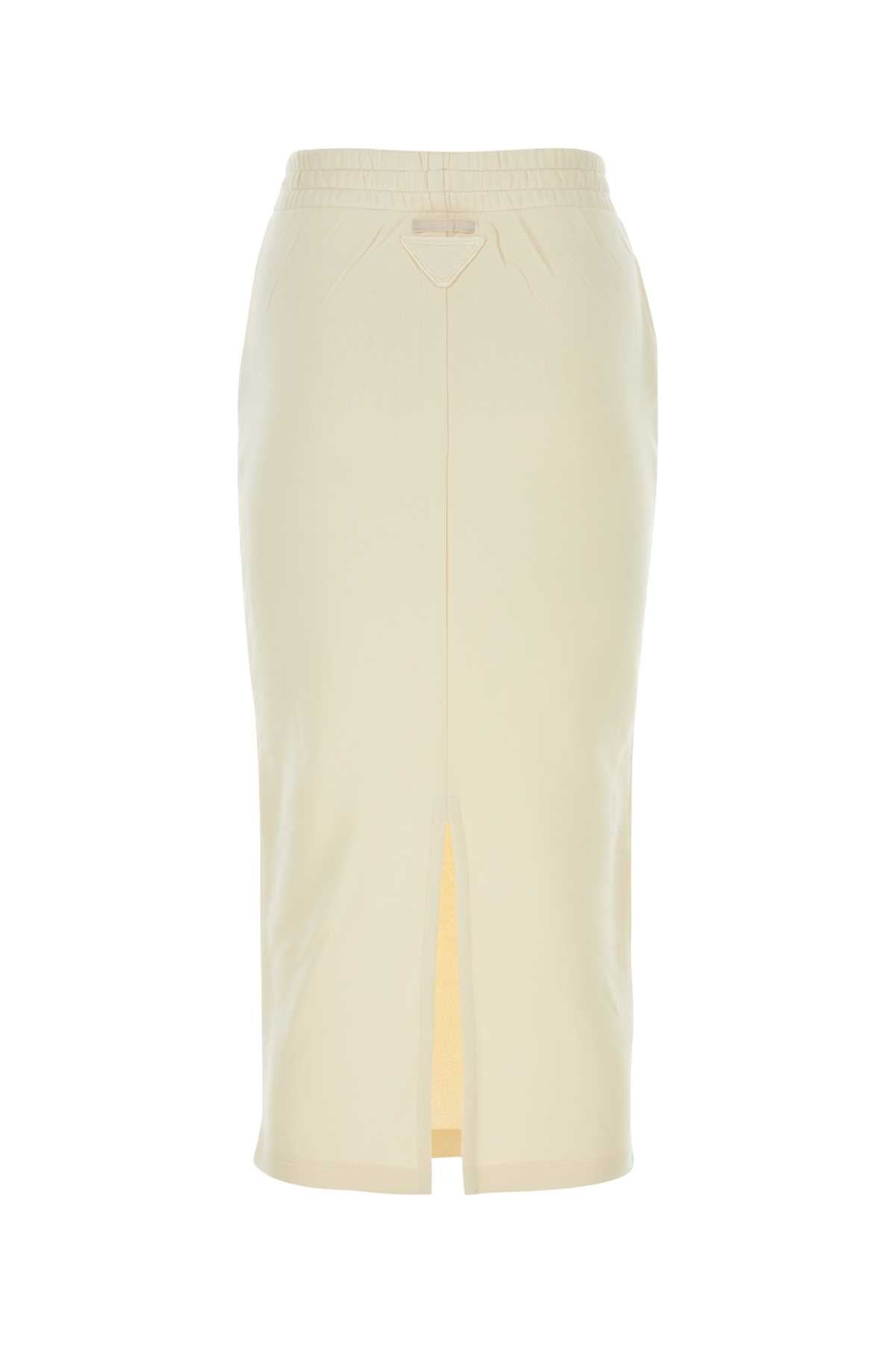 Prada Women Cream Cotton Skirt PRADA