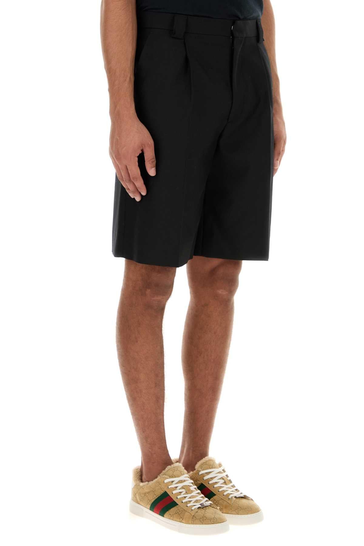 Gucci Men Black Twill Bermuda Shorts GUCCI