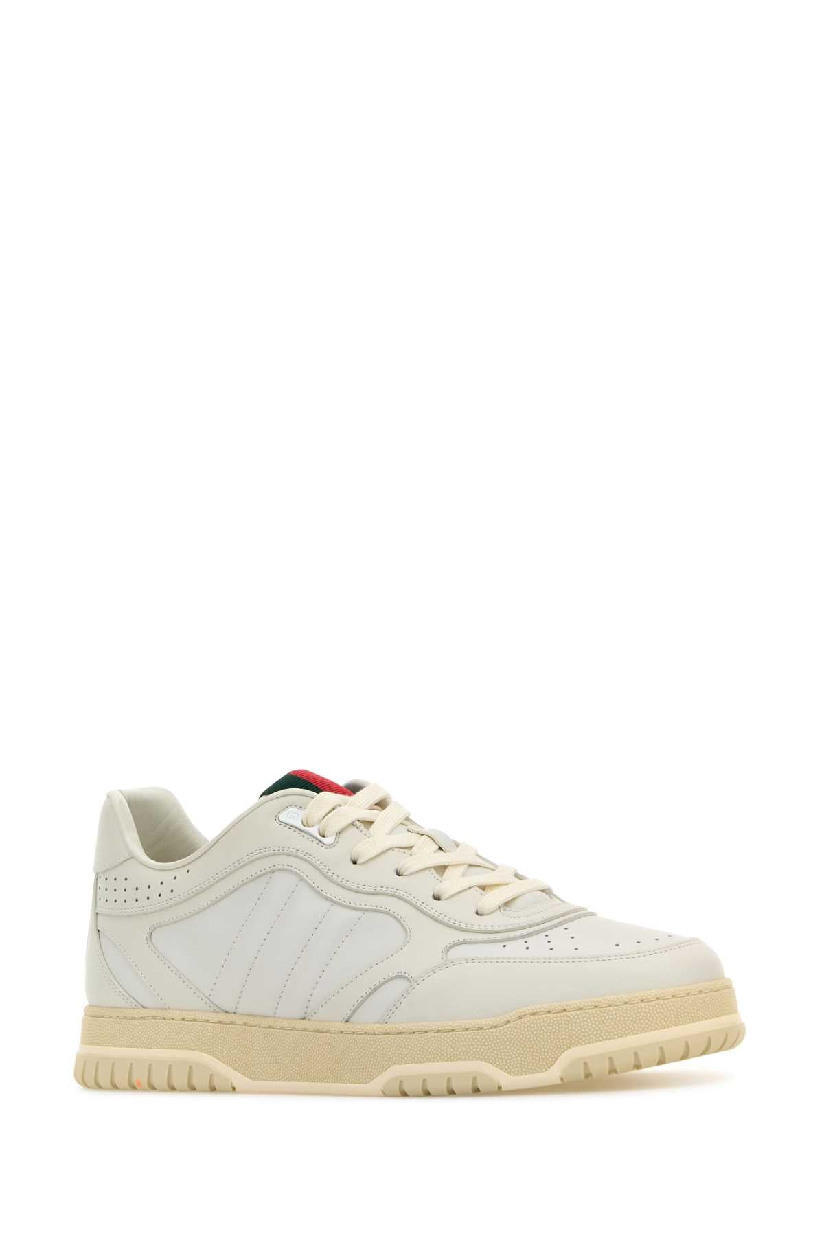Gucci Men White Leather Re-Web Sneakers GUCCI
