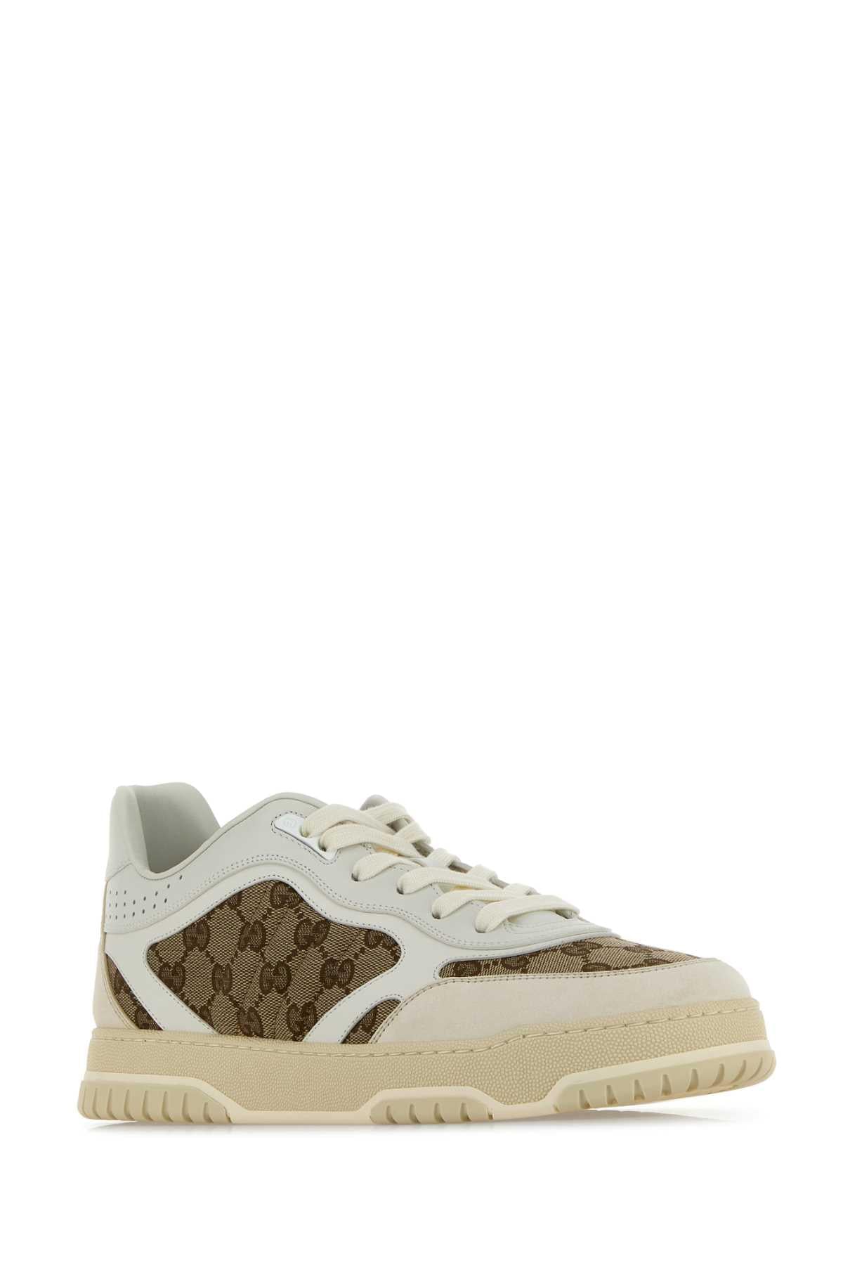 Gucci Men Multicolor Leather And Gg Supreme Fabric Re-Web Sneakers GUCCI