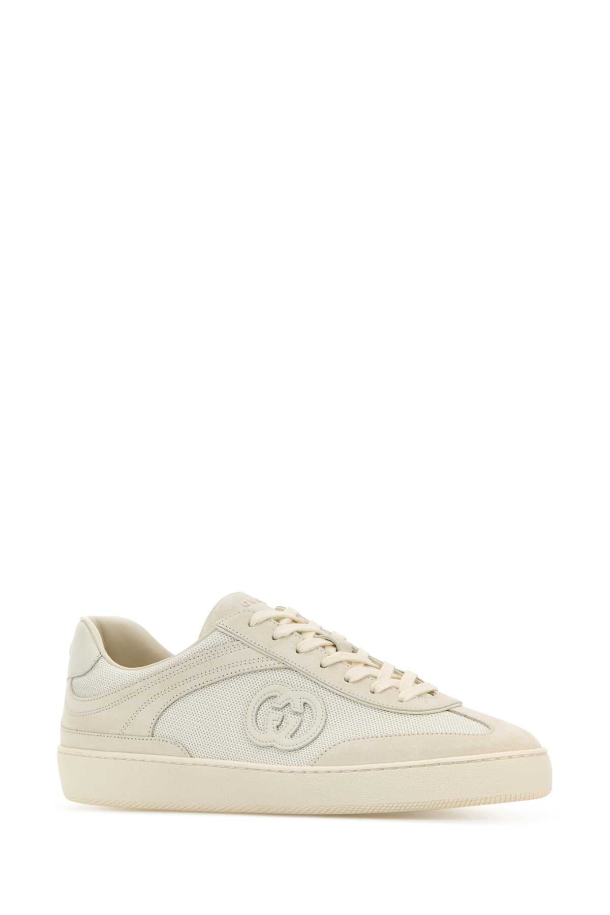 Gucci Men White Suede And Fabric Sneakers GUCCI