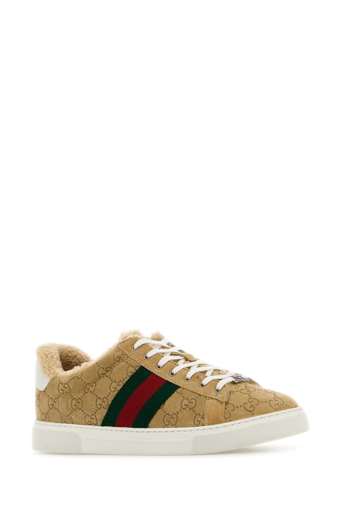 Gucci Men Camel Suede Ace Sneakers GUCCI
