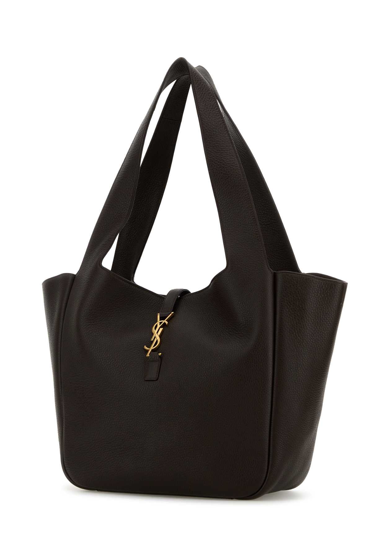 Saint Laurent Women Brown Leather Le 5 Ã 7 Bea Shopping Bag SAINT LAURENT