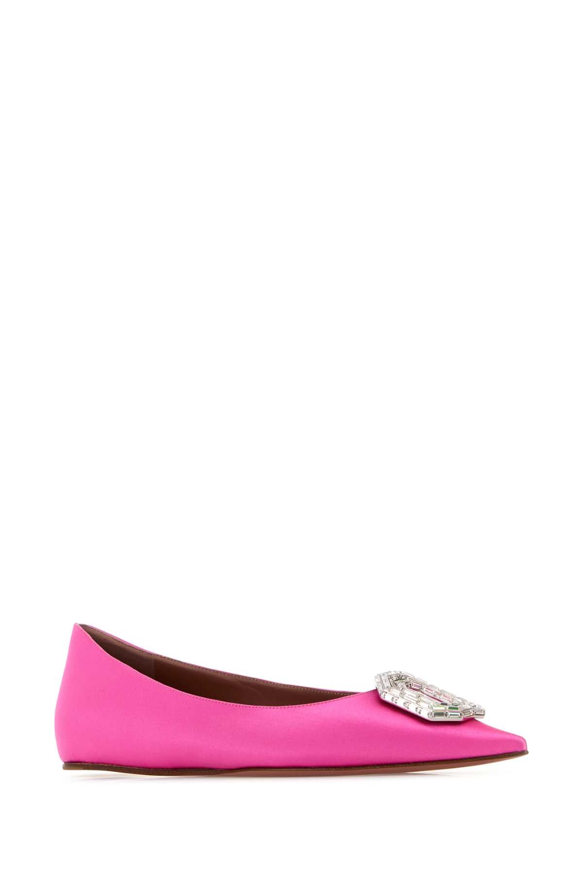 Amina Muaddi Women Fuchsia Satin Camelia Ballerinas AMINA MUADDI