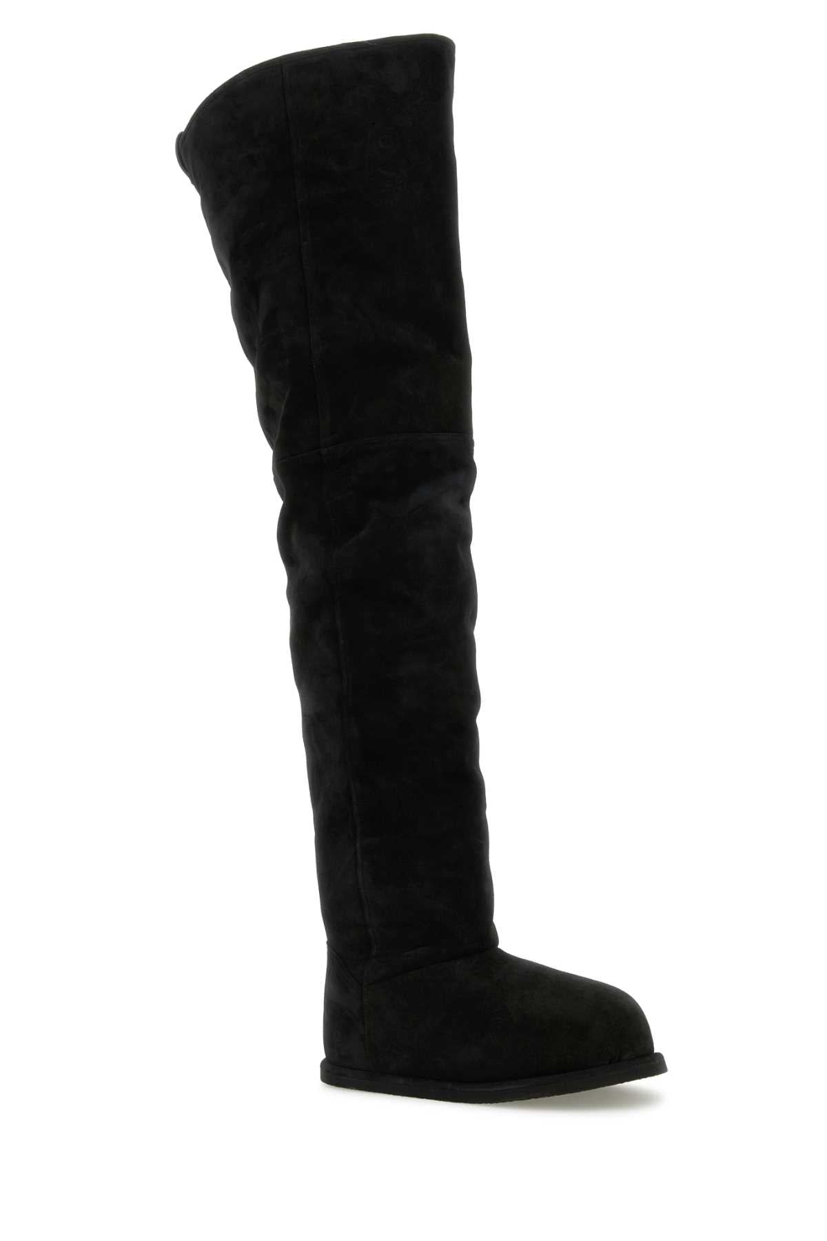 Amina Muaddi Women Black Suede Heidi Over-The-Knee Boots AMINA MUADDI