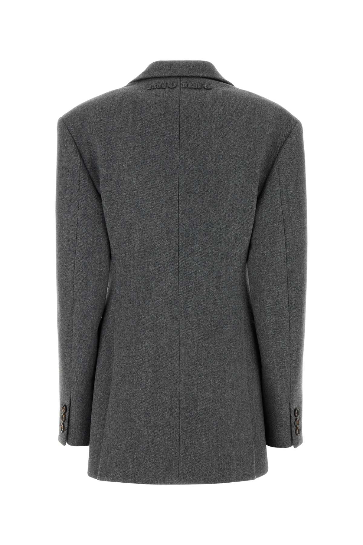 Miu Miu Women Dark Grey Wool Blazer MIU MIU