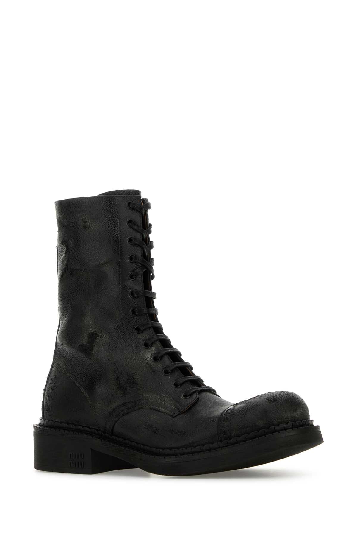 Miu Miu Women Black Leather Ankle Boots MIU MIU