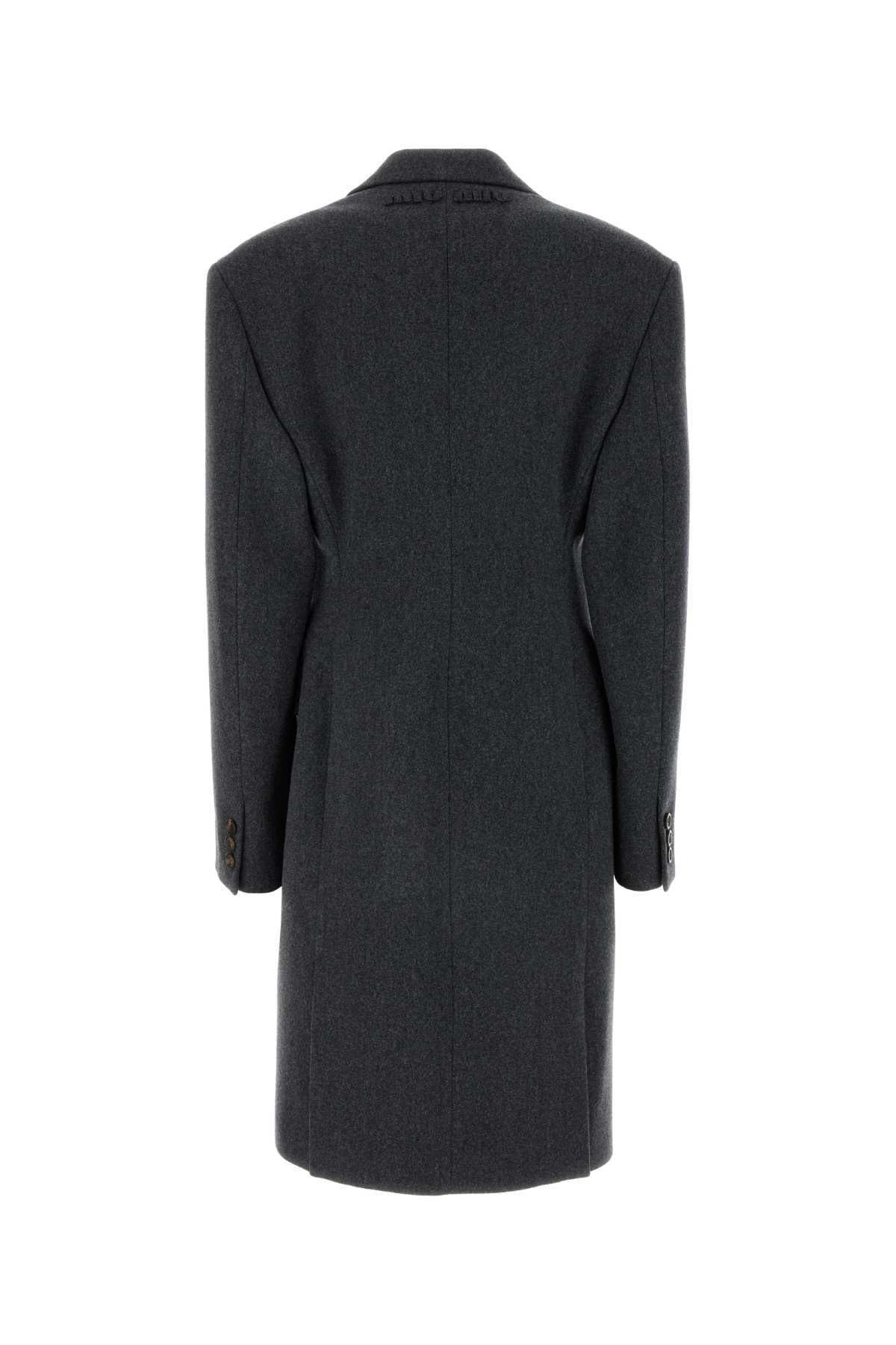 Miu Miu Women Dark Grey Wool Coat MIU MIU