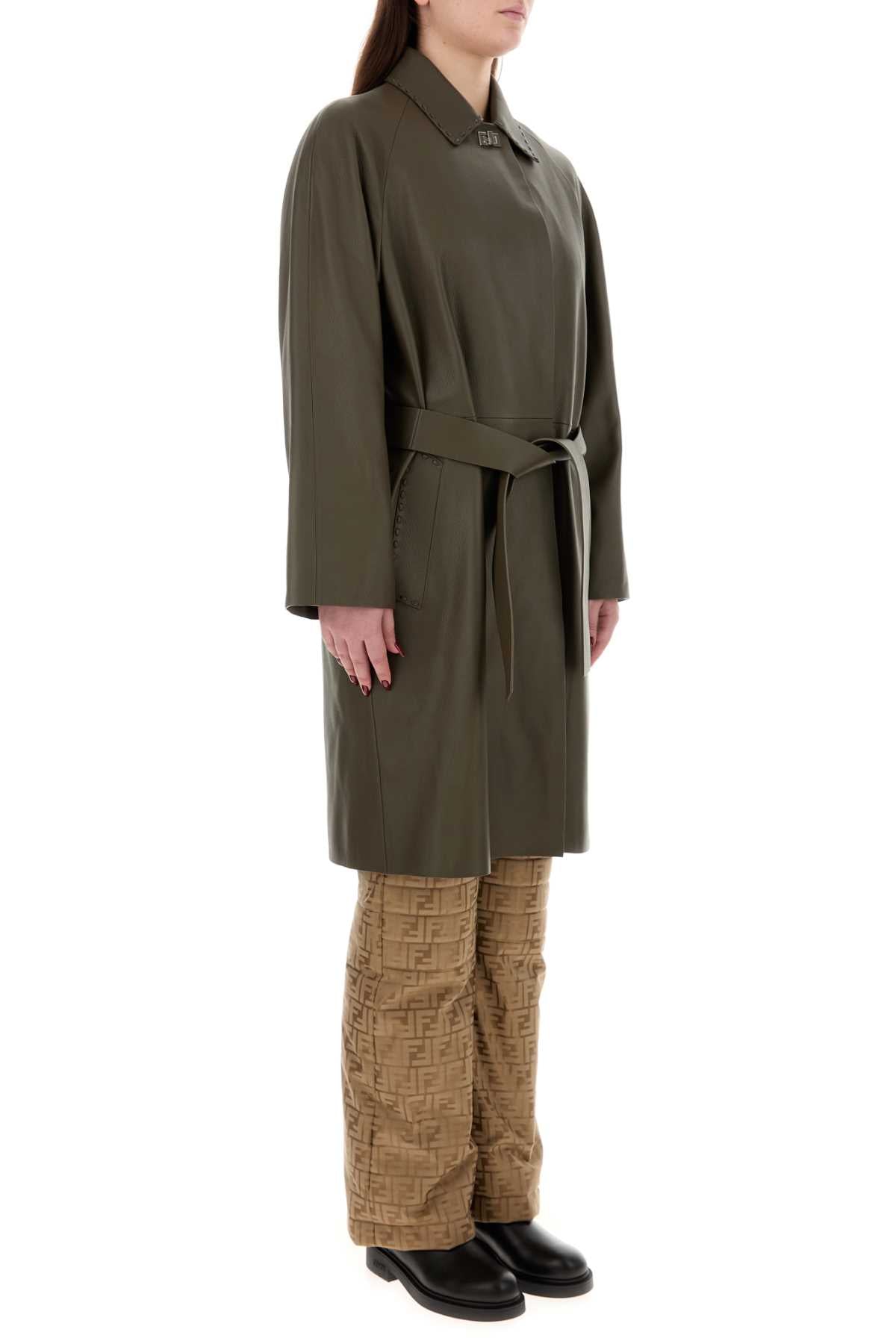 Fendi Women Mud Leather Coat FENDI