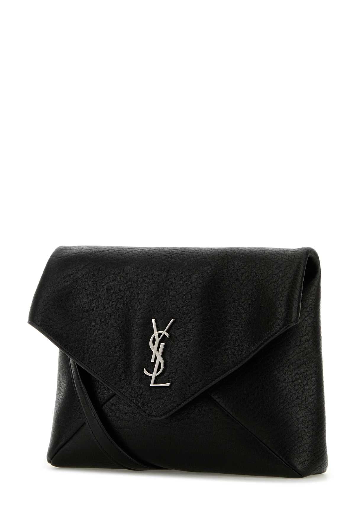 Saint Laurent Men Black Leather Cassandra Clutch SAINT LAURENT