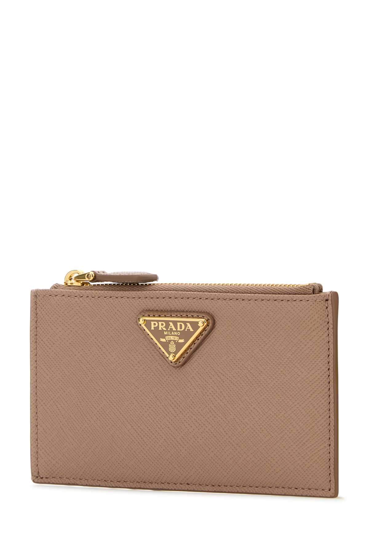 Prada Women Powder Pink Leather Card Holder PRADA
