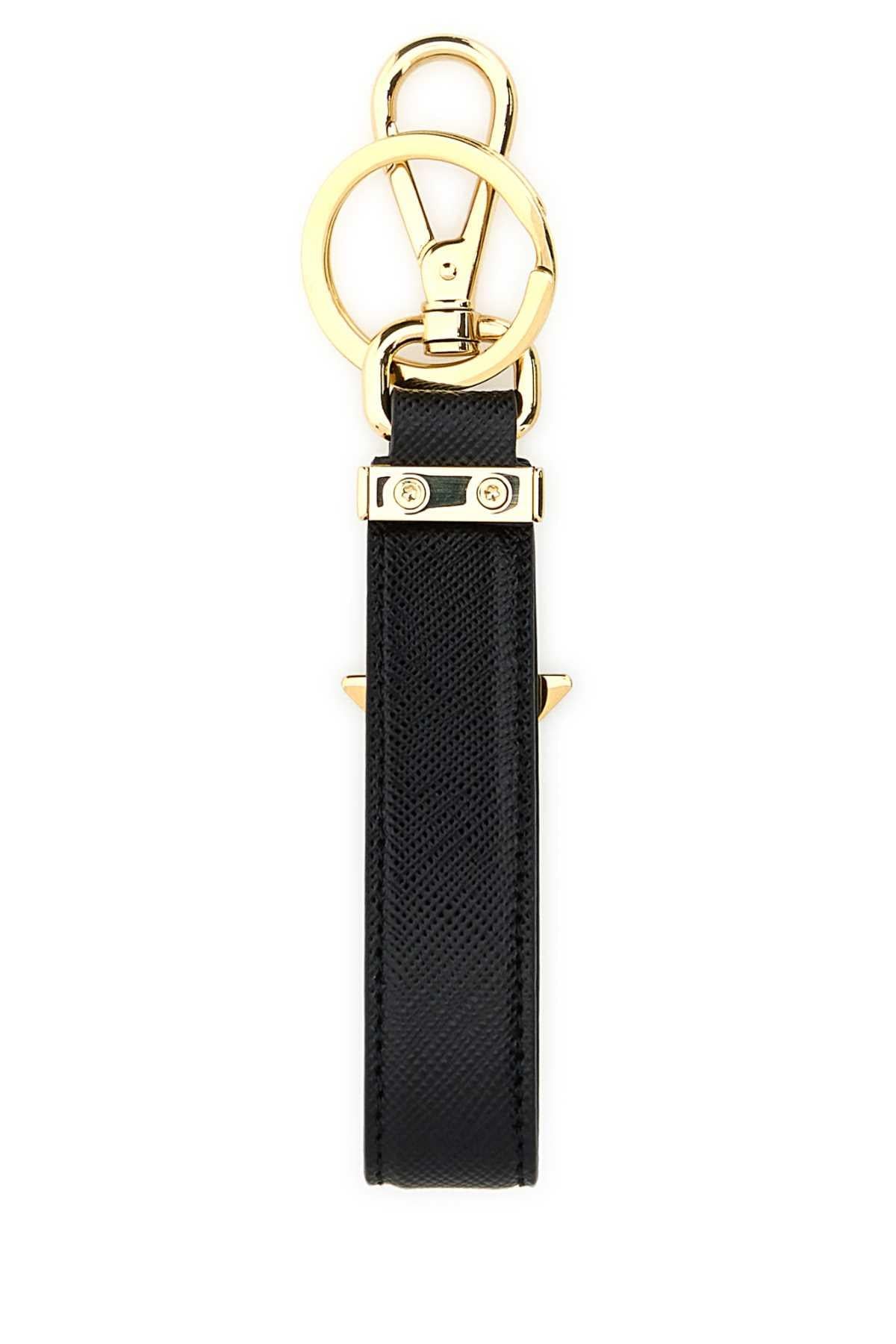 Prada Women Black Leather Key Ring PRADA
