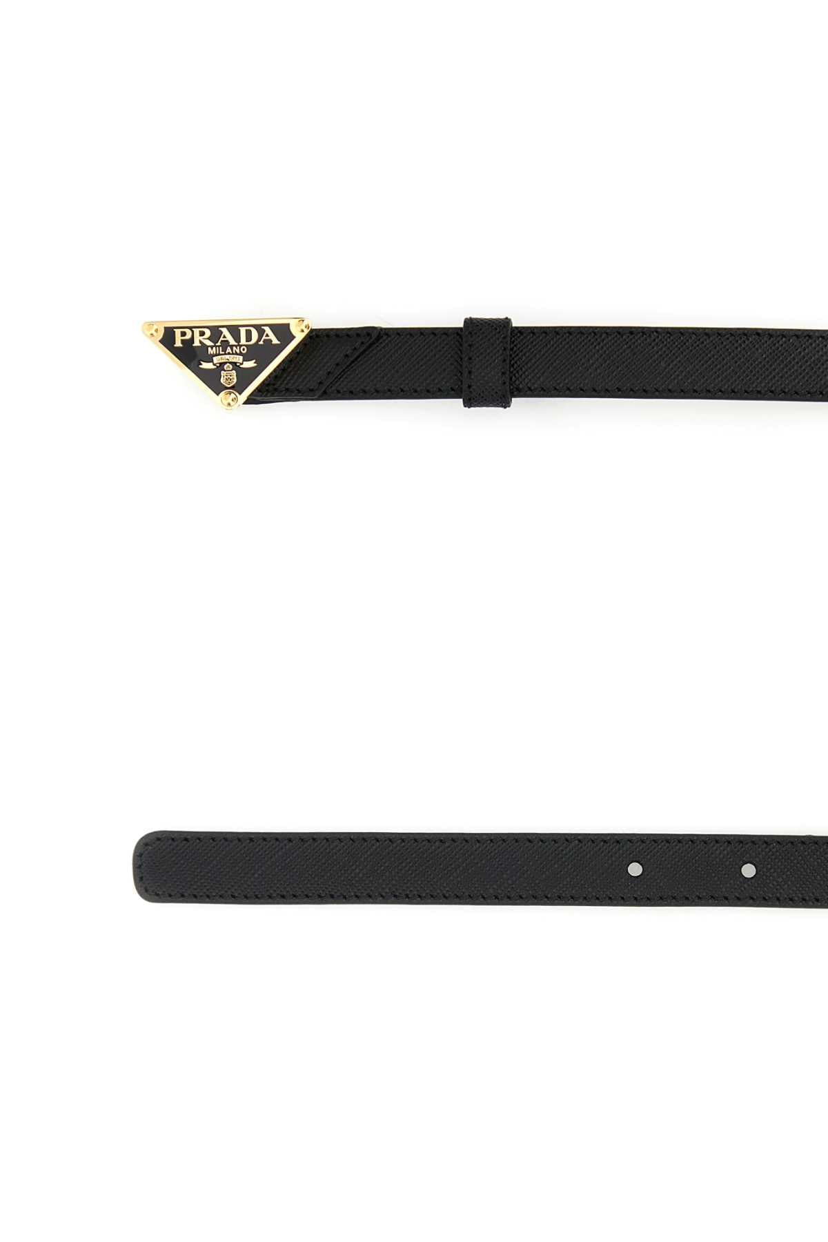 Prada Women Black Leather Belt PRADA
