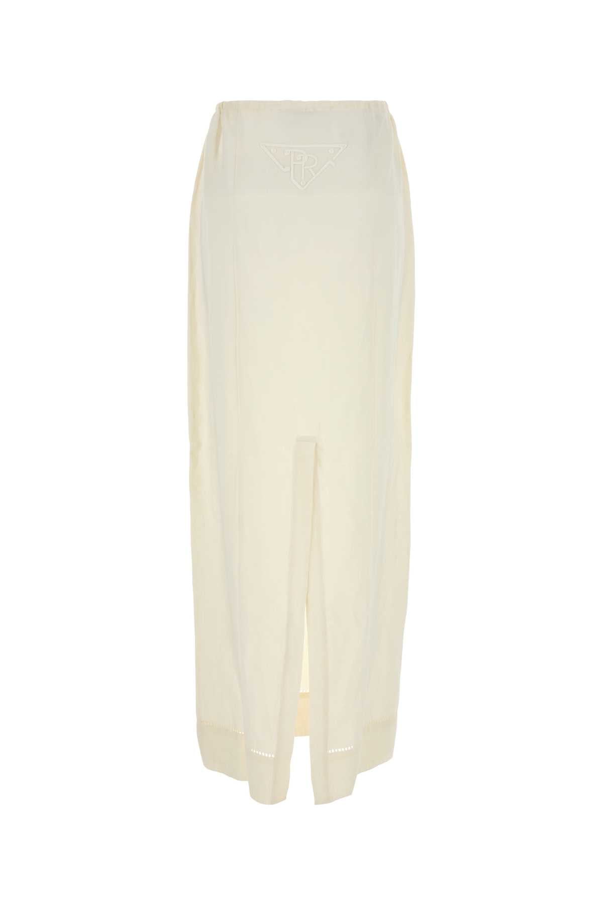 Prada Women Ivory Linen Skirt PRADA