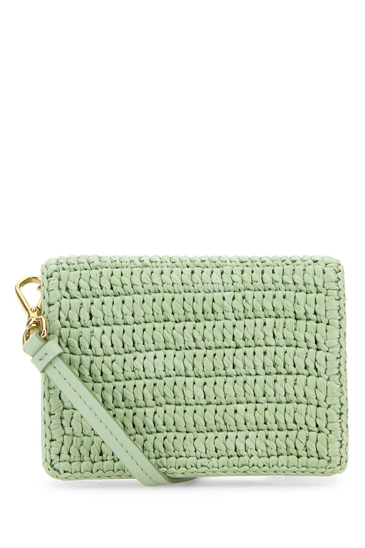 Prada Women Pastel Green Raffia Card Holder PRADA