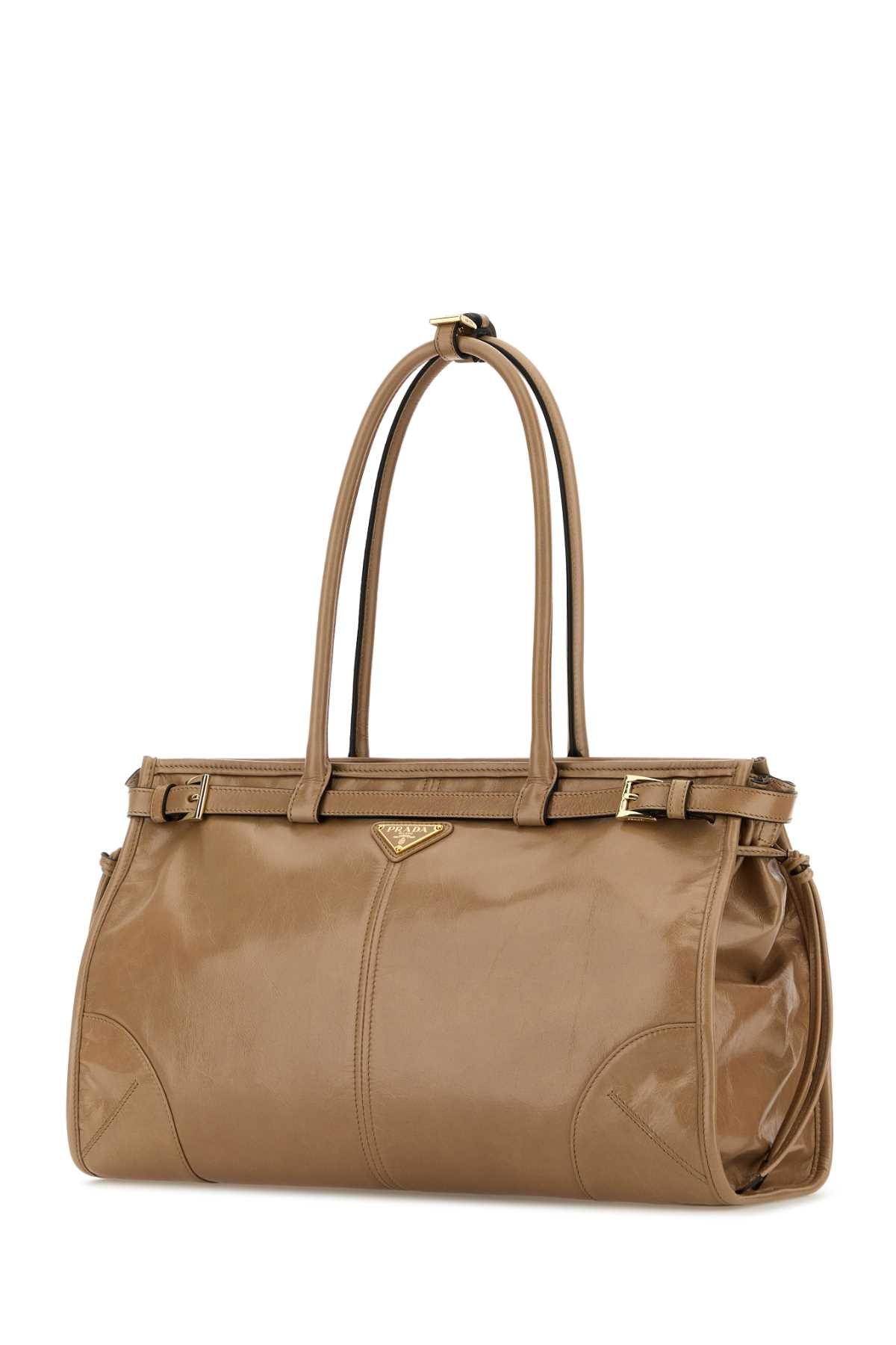 Prada Women Cappuccino Leather Shoulder Bag PRADA