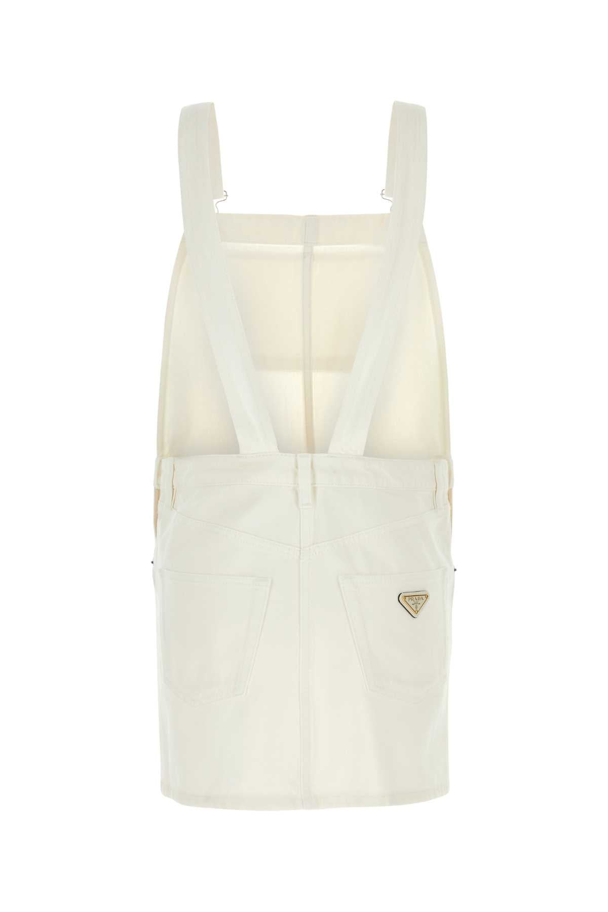 Prada Women White Denim Dungarees Dress PRADA
