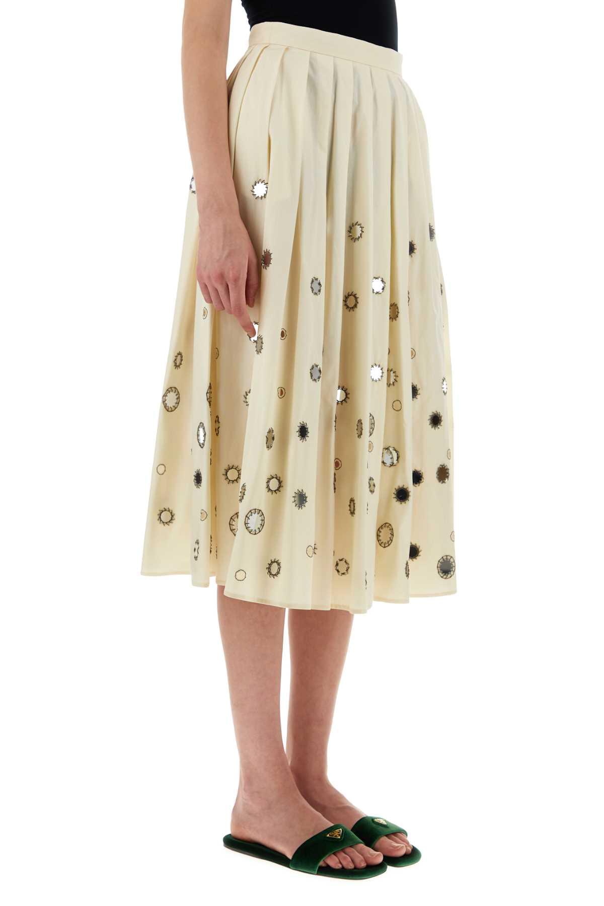 Prada Women Cream Cotton Skirt PRADA