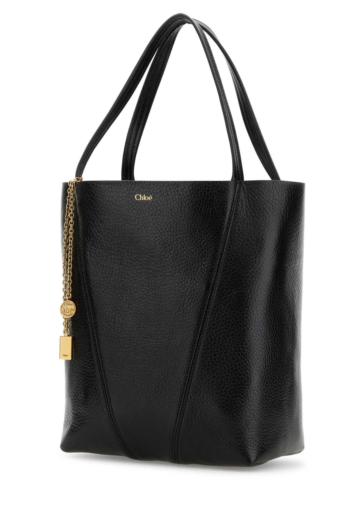 Chloe Women Black Leather Spin Shopping Bag CHLOE