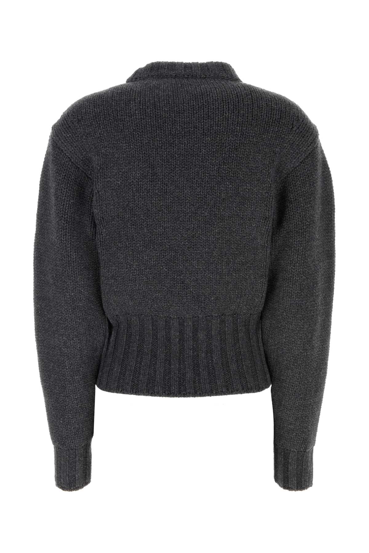 Alexander Mcqueen Women Melange Dark Grey Stretch Wool Blend Sweater ALEXANDER MCQUEEN