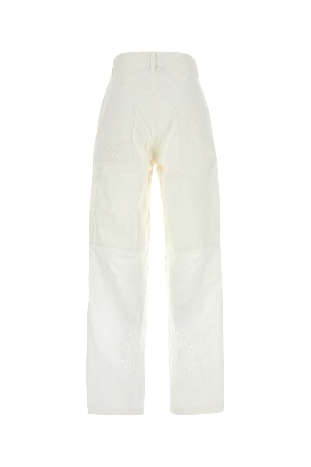 Marine Serre Women White Cotton Pant MARINE SERRE