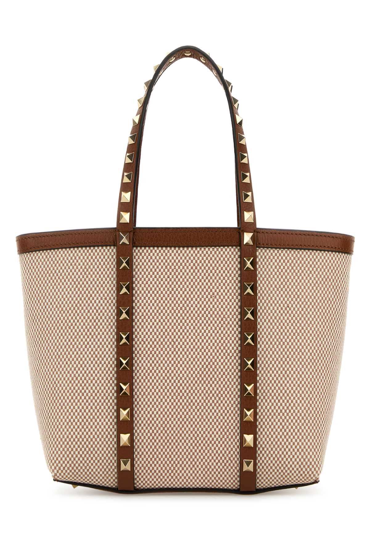 Valentino Garavani Women Two-Tone Canvas Medium Rockstud Handbag VALENTINO GARAVANI
