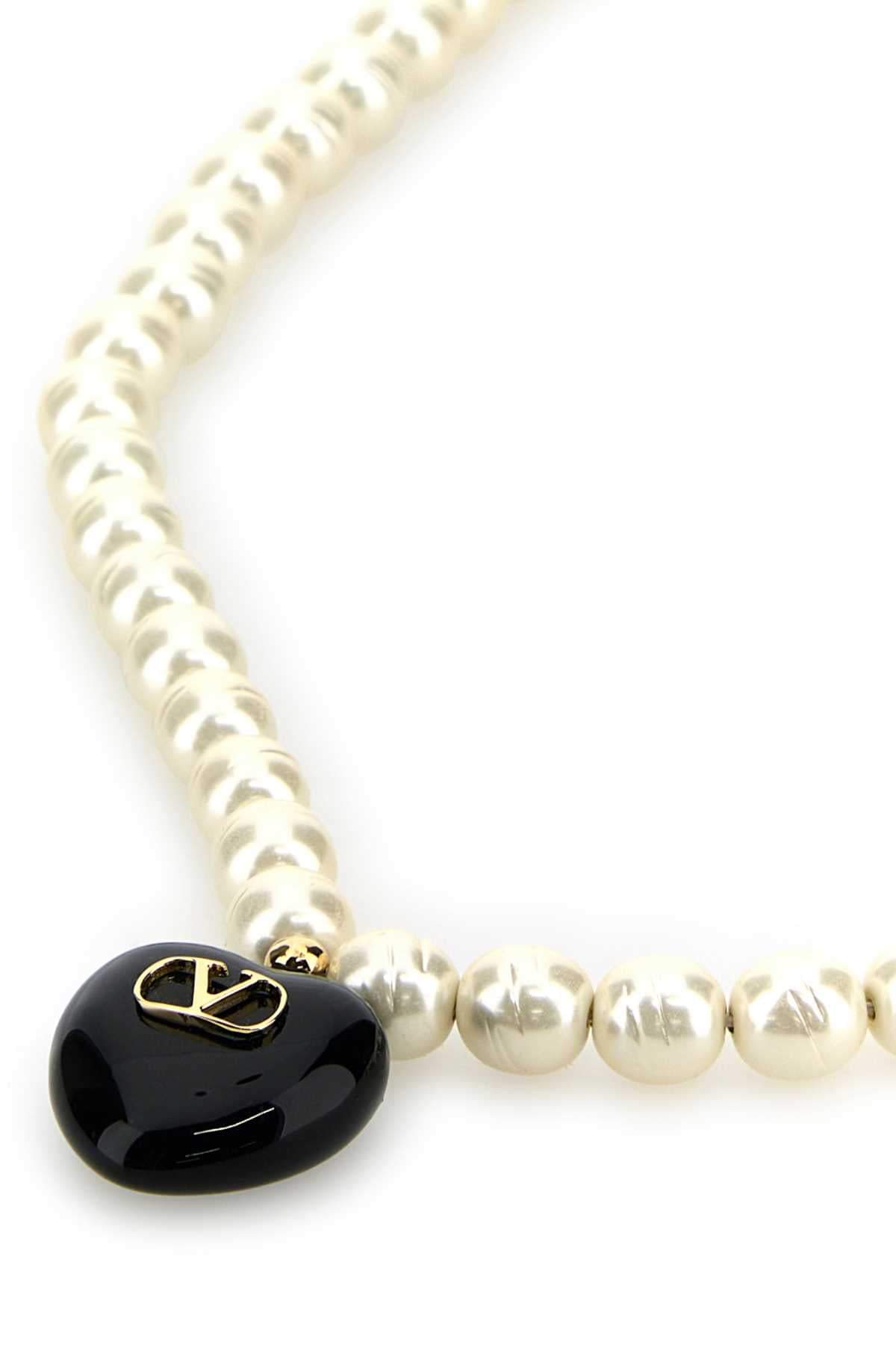 Valentino Garavani Women Ivory Pearls Coeur Royal Necklace VALENTINO GARAVANI