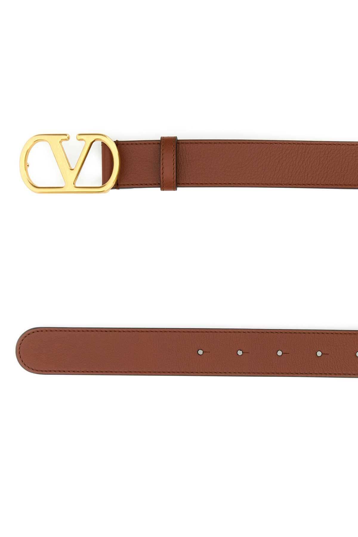 Valentino Garavani Women Caramel Leather Belt VALENTINO GARAVANI
