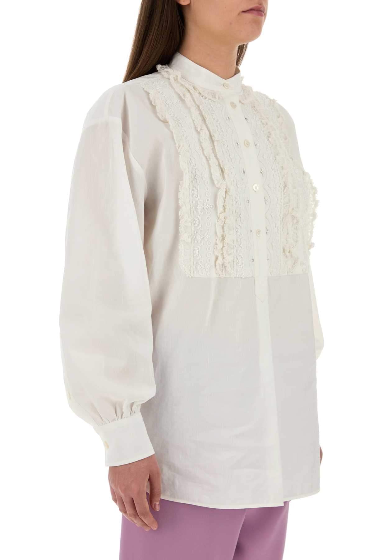 Valentino Garavani Women White Cotton Blend Blouse VALENTINO GARAVANI