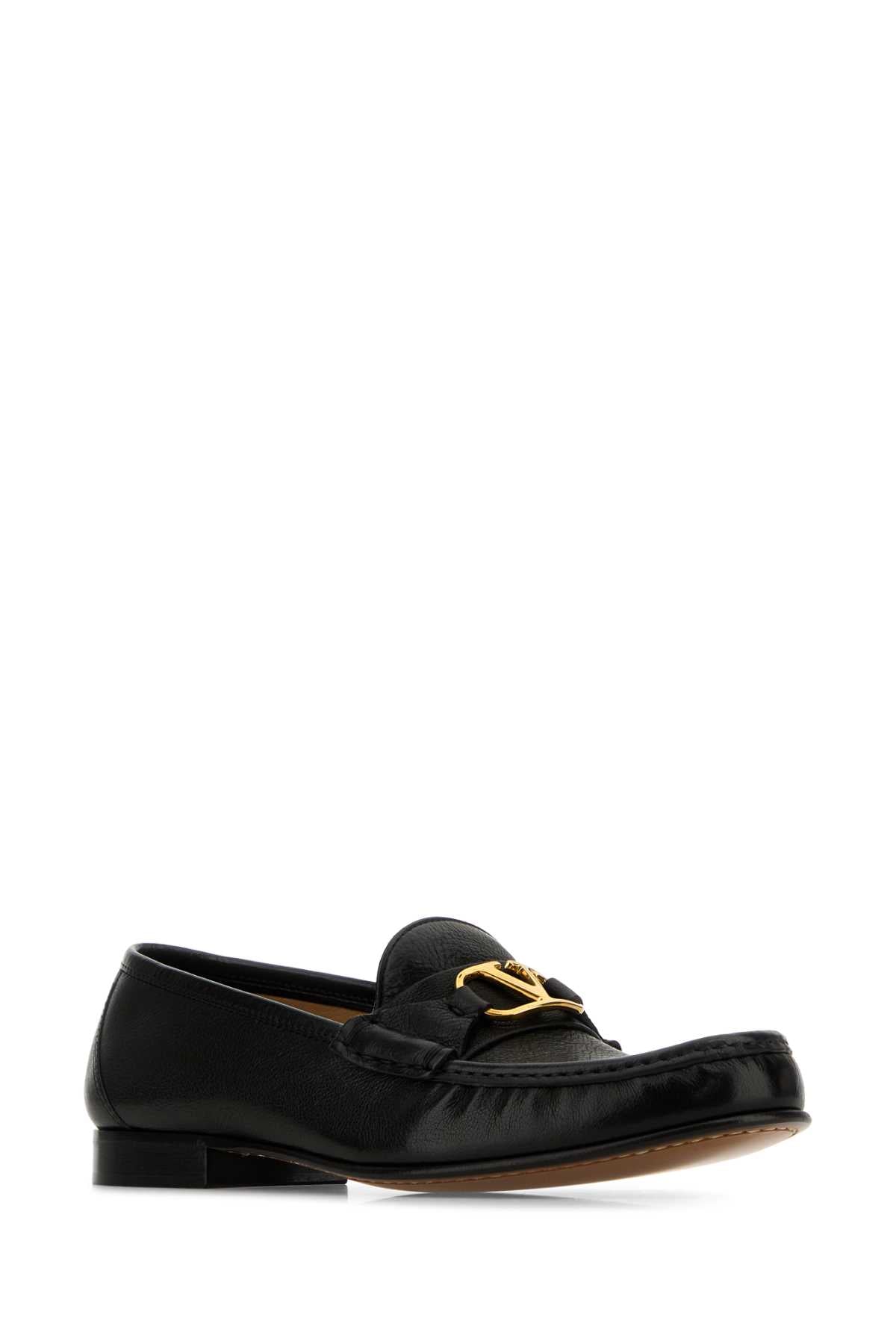 Valentino Garavani Women Black Leather Vlogo Loafers VALENTINO GARAVANI