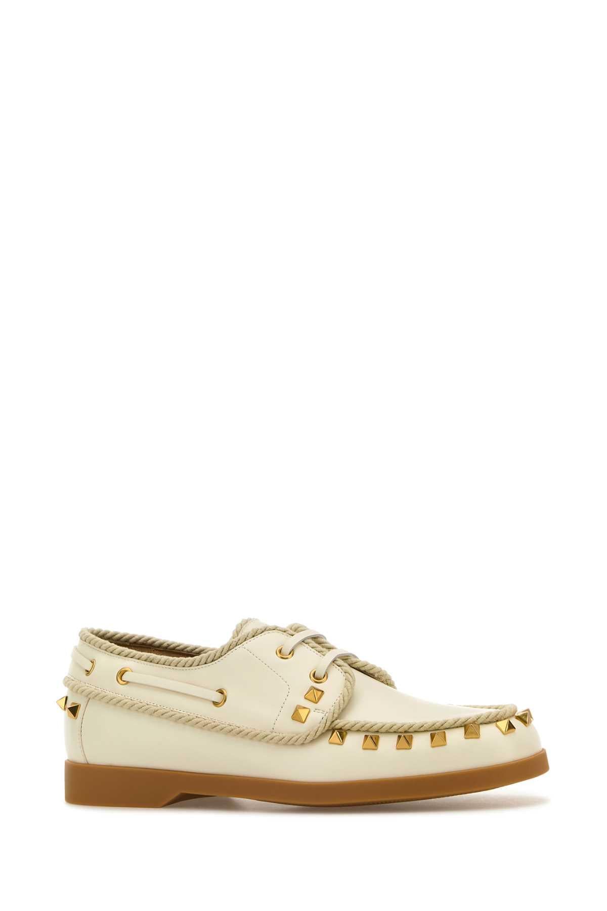 Valentino Garavani Women Ivory Leather Lace-Up Shoes VALENTINO GARAVANI