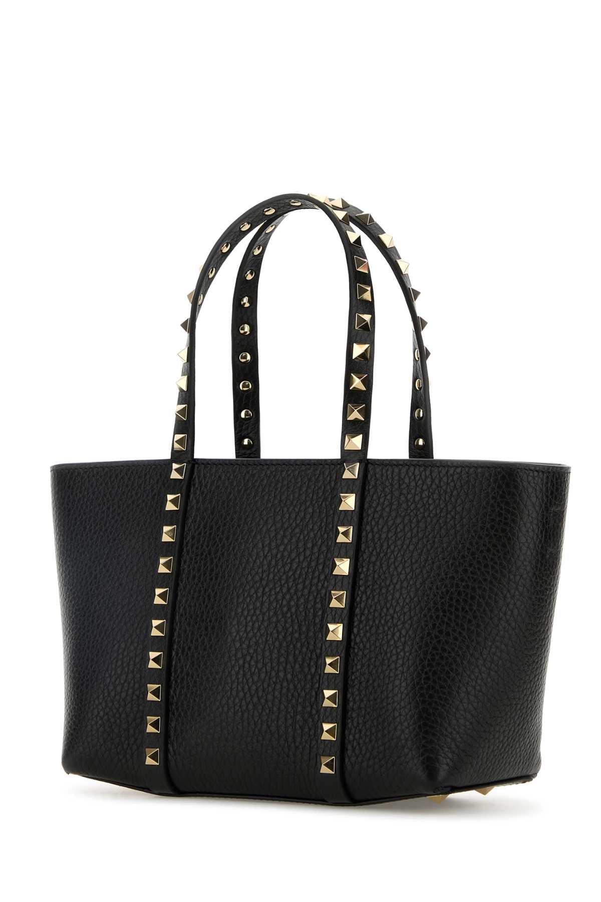 Valentino Garavani Women Black Leather Medium Rockstud Handbag VALENTINO GARAVANI
