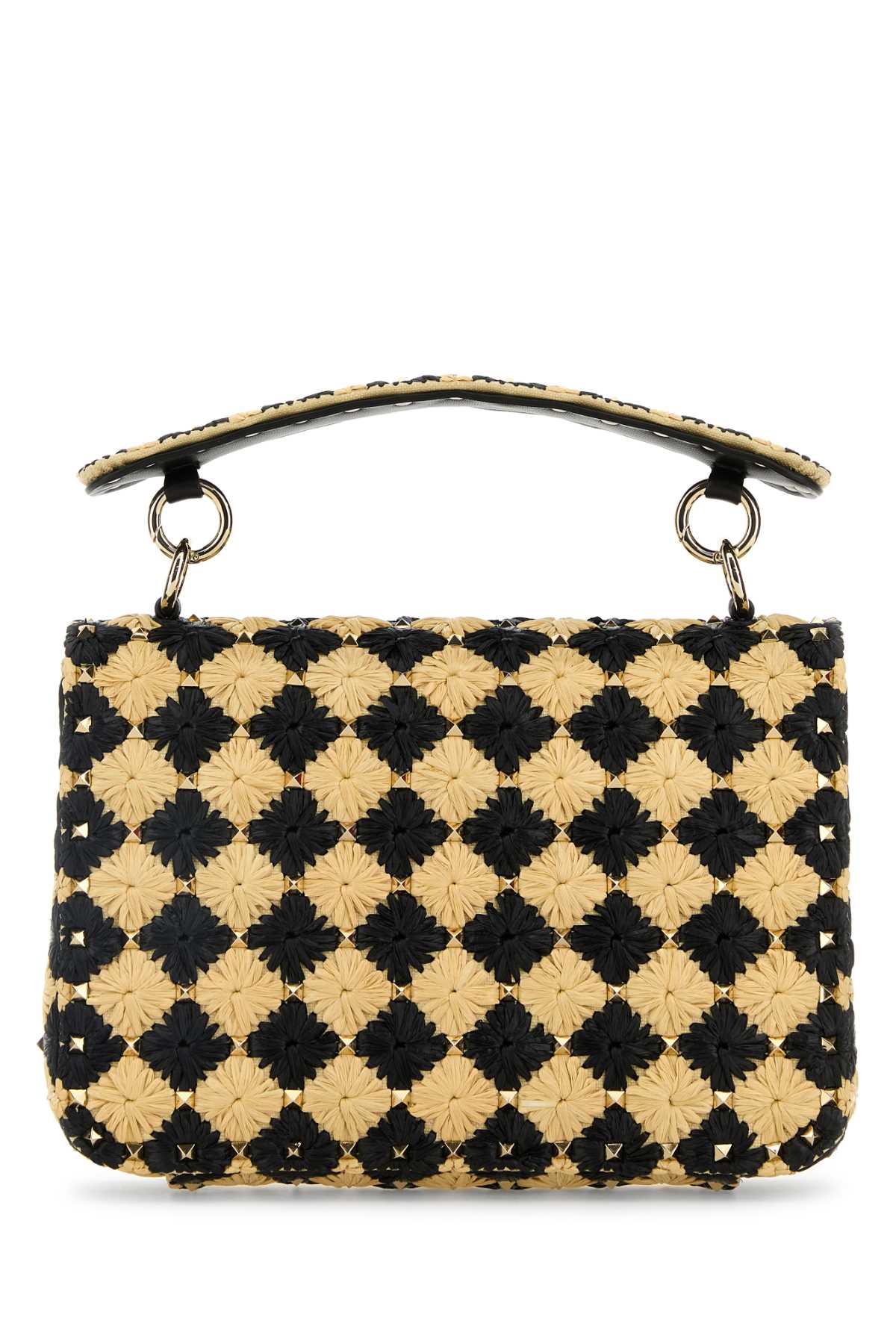Valentino Garavani Women Two-Tone Raffia Medium Rockstud Spike Handbag VALENTINO GARAVANI