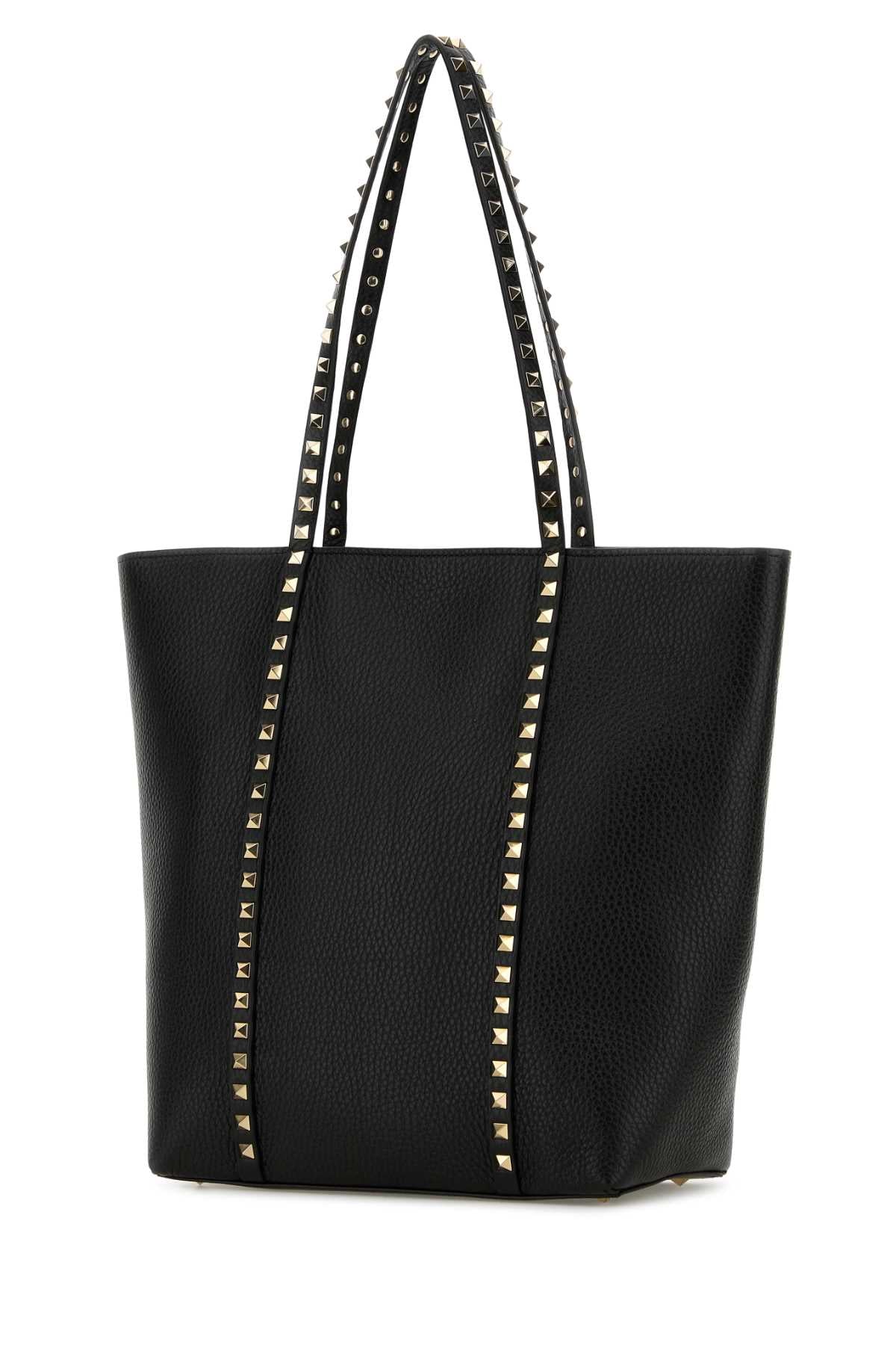 Valentino Garavani Women Black Leather Rockstud Shopping Bag VALENTINO GARAVANI