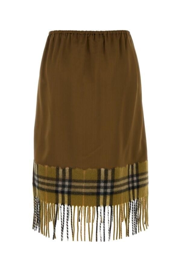 Burberry Women Biscuit Satin Skirt BURBERRY