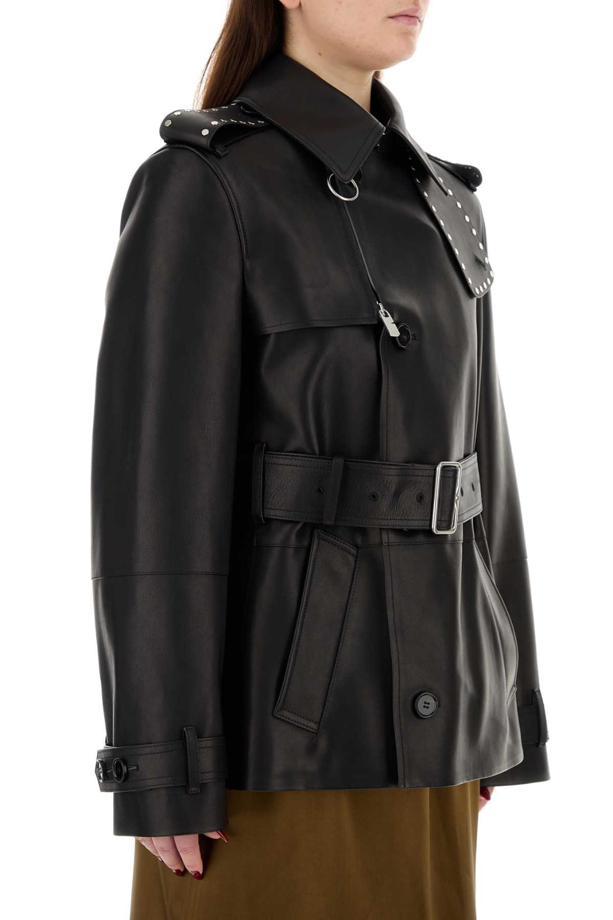 Burberry Women Black Leather Jacket BURBERRY