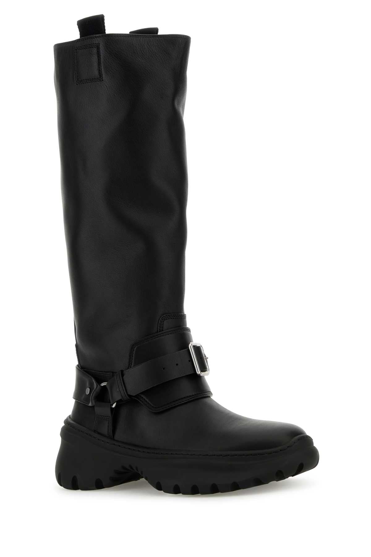 Burberry Women Black Leather Stomp Boots BURBERRY