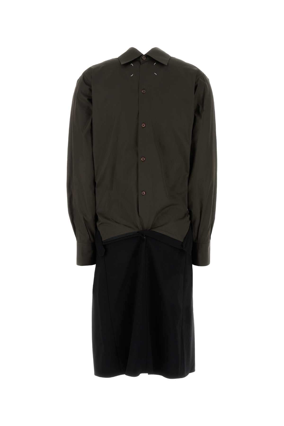 Maison Margiela Women Two-Tone Poplin And Wool Shirt Dress MAISON MARGIELA