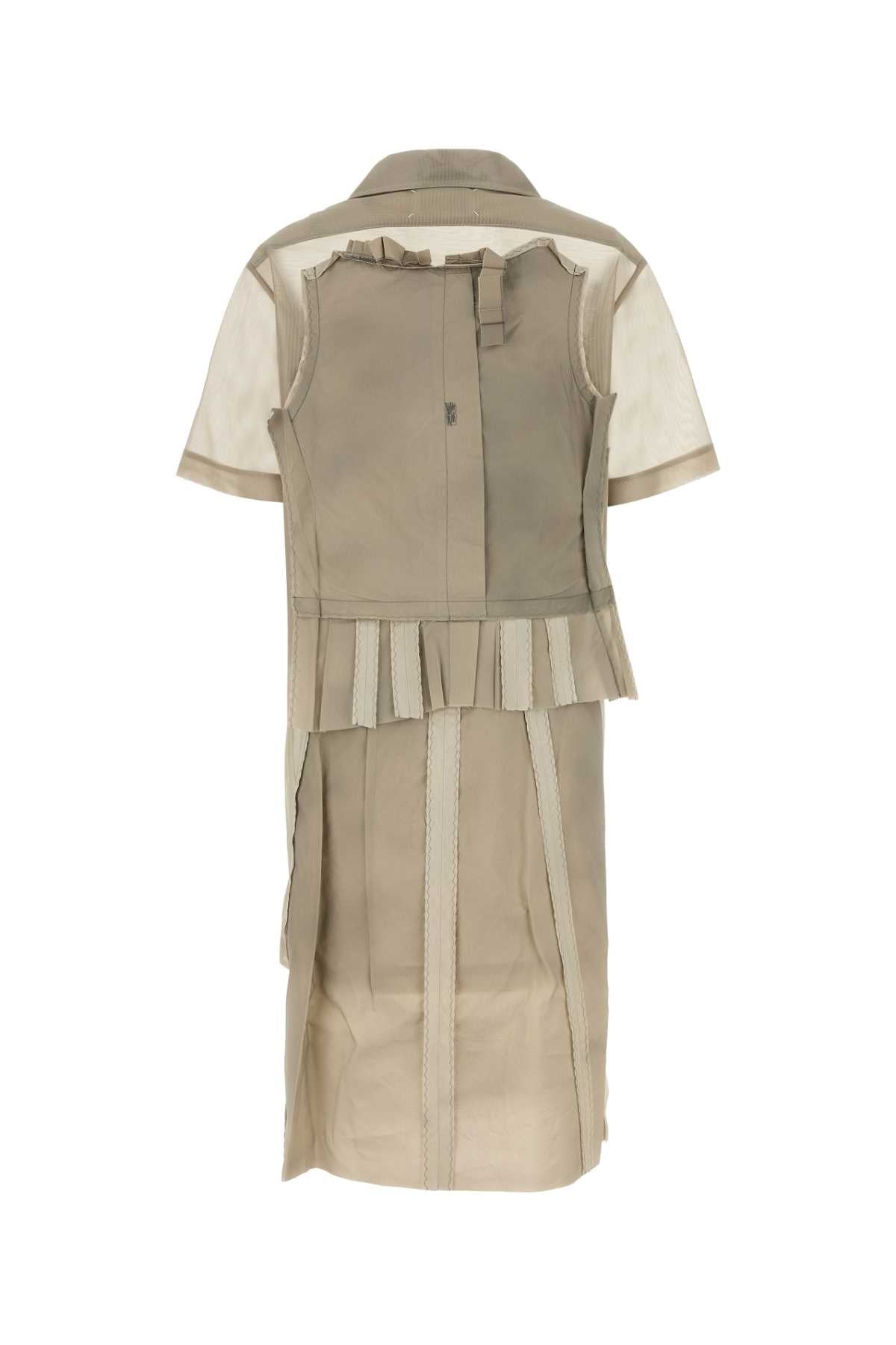 Maison Margiela Women Cappuccino Mesh Shirt Dress MAISON MARGIELA