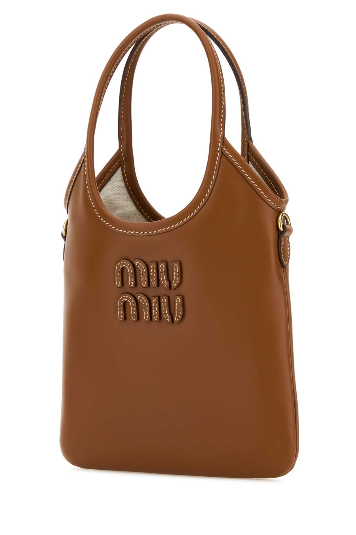 Miu Miu Women Caramel Leather Shopping Bag MIU MIU